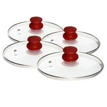 Jogo 3 Tampa De Vidro Avulsa Para Panela Frigideira Caçarola 20 - 24 - 28 cm