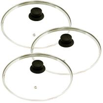 Jogo 3 Tampa Vidro Avulsa Vidro 12/13 e 14/15 Cm Para Panela Frigideira Caçarola