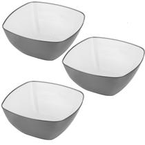Jogo 3 Tigelas 600ml Pote Bowl Quadrado Pestiscos Sobremesa