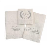 Jogo 3 Toalhas 2 Banho 1 Rosto Bordadas Com Iniciais Jogo 3 Toalhas 2 Banho 1 Rosto Bordadas Com Iniciais