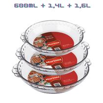 Jogo 3 Travessa Filetada (1,6L - 1,3L - 600ml) Nadir Vidro