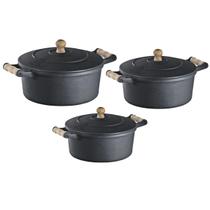 Jogo 3 Und Caçarolas Ferro e Alça Madeira 1,0, 1,55 e 2,05 L Jogo 3 Und Caçarolas Ferro e Alça Madeira 1,0, 1,55 e 2,05 L