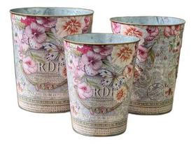 Jogo 3 Vasos Cachepot Metal Galvanizado Floreira 26x23 Jogo 3 Vasos Cachepot Metal Galvanizado Floreira 26x23