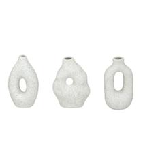 Jogo 3 vasos decorativos cerâmica 13 cm branco espressione Jogo 3 vasos decorativos cerâmica 13 cm branco espressione