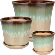 Jogo 3 vasos planta cachepô home&co cerâmica verde Jogo 3 vasos planta cachepô home&co cerâmica verde