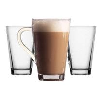 Jogo 3 Xícaras Caneca De Vidro Transparente Com Alça 350ml