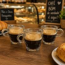 Jogo 3 Xícaras De Vidro 90ml Sandalo Para Café Chá Cappuccino - Jogo 3 Xícaras De Vidro 90ml Sandalo Para Café Chá Cappuccino -