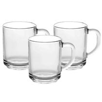 Jogo 3 Xícaras Em Vidro 250ml Kit Canecas Para Chá Café