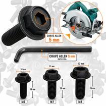 Jogo 30 Parafusos Aço Disco Serra Mármore Com Chave Allen 5 mm Sextavado Rosca Esquerda M6 M7 M8 Compatível Bosch Makita