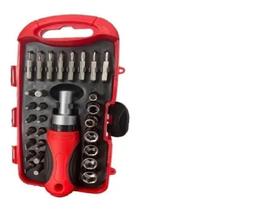 Jogo 30 Peças Kit Soquetes Chaves Catraca Bits Ferramenta Fenda Phillips
