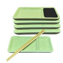 Jogo 30 Pratos com Divisória Sushi e Shoyu Porcelana Verde Mesclada Comida Japonesa