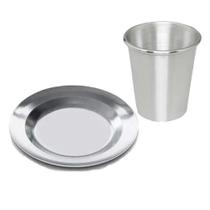 Jogo 30 Pratos e 30 Copos de Aluminio Reforçado Mernda Escolar