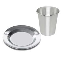 Jogo 30 Pratos e 30 Copos de Aluminio Reforçado Mernda Escolar