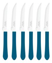 Jogo 30 Un Faca De Mesa Leme Tramontina Talher Churrasco Azul Inox