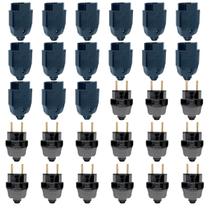 Jogo 30un Plugues Tomada Macho e Femea 10A Preto WEG