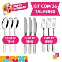 Jogo 36 Talheres Com 12 Garfos Mesa 12 Facas Mesa 12 Colheres Sopa Jantar Refeição Dia a Dia Bar Jogo 36 Talheres Com 12 Garfos Mesa 12 Facas Mesa 12 Colheres Sopa Jantar Refeição Dia a Dia Bar