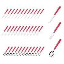 Jogo 36 Talheres Faca Garfo Colher Aço Inox Vermelho Luna