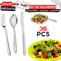 Jogo 36 Talheres Inox para Cozinha 12 Garfos 12 Colheres 12 Facas Talheres para Casa Restaurantes