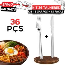 Jogo 36 Talheres Inox para Cozinha 18 Garfos 18 Facas Talheres Alta Qualidade Para Casa Restaurantes