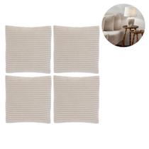 Jogo 4 Almofadas Decorativas 45x45cm Veludo Bege Estilo Escandinavo