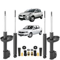 Jogo 4 Amortecedor Nakata + Kit Batente Original Renault Logan 2007 A 2012