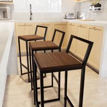 Jogo 4 Banqueta Alta Balcão Bistrô Preta Confort Industrial Premium Imbuia