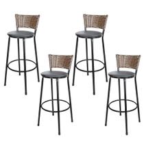 Jogo 4 Banqueta Alta Ratan Hawai Preta Cappuccino Jogo 4 Banqueta Alta Ratan Hawai Preta Cappuccino