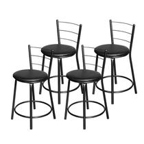 Jogo 4 Banqueta Baixa Para Cozinha Epoxi Craqueada Assento Estofado