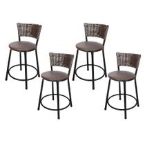Jogo 4 Banqueta Baixa Para Cozinha Hawai Café Assento Marrom Jogo 4 Banqueta Baixa Para Cozinha Hawai Café Assento Marrom