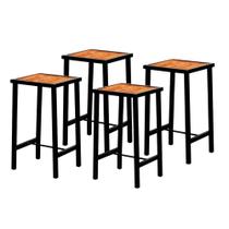 Jogo 4 Banqueta Madeira Baixa Industrial Imbuia