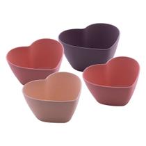 Jogo 4 Bowl de Coração Tigela Fibra de Bambu e PP Lines Coloridos 14x7cm Lyor