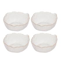Jogo 4 Bowl de Cristal de Chumbo Martelado com Borda Dourada Taj 19x10cm Wolff