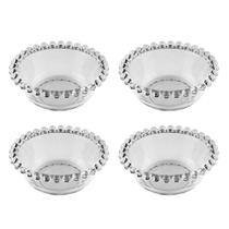 Jogo 4 bowls 12 cm para sobremesa de cristal transparente Pearl Wolff - 21138