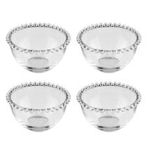 Jogo 4 bowls 14 cm para sobremesa de cristal transparente Pearl Wolff - 21139