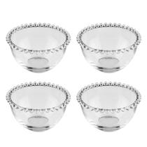 Jogo 4 bowls 14 cm para sobremesa de cristal transparente Pearl Wolff - 27895