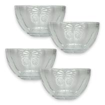 Jogo 4 Bowls Butterfly Vidro Transparente Wolff Mesa Posta Jogo 4 Bowls Butterfly Vidro Transparente Wolff Mesa Posta