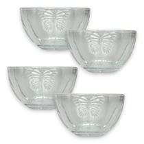 Jogo 4 Bowls Butterfly Vidro Transparente Wolff Mesa Posta