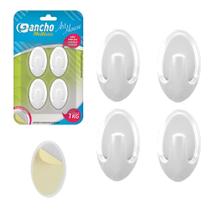 Jogo 4 Cabides Ganchos Oval Branco Auto Fixação Suporta Até 1Kg - Art House