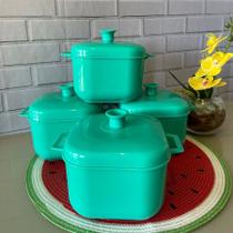 Jogo 4 Caçarola Verde Para Microondas Freezer 1,5 Litros Com Saída De Vapor Ideal Plásticos