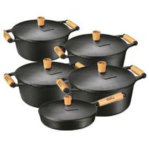 Jogo 4 Caçarolas e 1 Frigideira 23cm Ferro Fundido - Panela Mineira