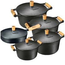 Jogo 4 Caçarolas E 1 Frigideira Ferro Fundido - Panela Mineira