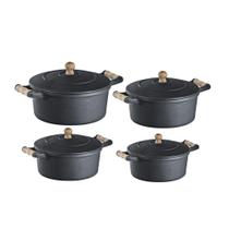 Jogo 4 Caçarolas E Tampa Ferro Alça Madeira 16 18 20 E 22Cm. Jogo 4 Caçarolas E Tampa Ferro Alça Madeira 16 18 20 E 22Cm.