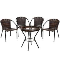 Jogo 4 Cadeiras Biquini com Mesa Alta com Borda Para Área Gourmet, Edícula - Pedra Ferro