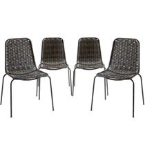 Jogo 4 Cadeiras de Jantar Topázio Artesanal em Fibra Sintética para Espaço de Festa, Terraço - Pedra Ferro