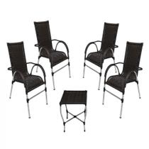 Jogo 4 Cadeiras e Mesa para Área, Jardim e Churrasqueira Trama Original