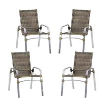 Jogo 4 Cadeiras Emily em Alumínio para Jardim, Varanda, Piscina, Área - Trama Original