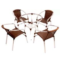 Jogo 4 Cadeiras Floripa e Mesa Ascoli em Alumínio Para Área, Piscina, Edícula Trama Original Jogo 4 Cadeiras Floripa e Mesa Ascoli em Alumínio Para Área, Piscina, Edícula Trama Original