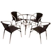 Jogo 4 Cadeiras Floripa e Mesa Ascoli em Alumínio Para Área, Piscina, Edícula Trama Original