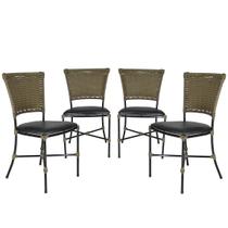 Jogo 4 Cadeiras Gramado em Fibra Sintética Cadeiras para Área Externa e Interna Cozinha - Panero Móveis
