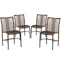 Jogo 4 Cadeiras Havaí Corda Sintética Proteção UV para Edícula, Sala de Jantar, Lanchonete